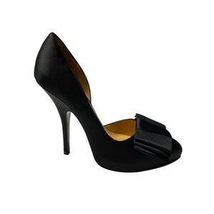 Lanvin Bow Pumps 120 in Black Satin Leather